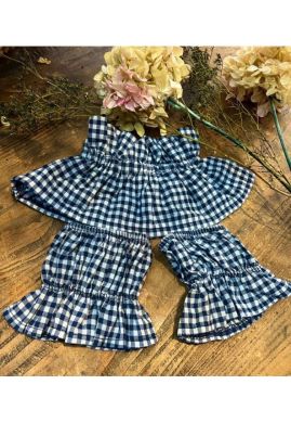 Cuello y puños cuadros azul marino by La Provenza