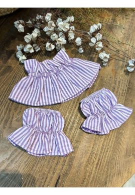 Cuello y puños rayas púrpura by La Provenza